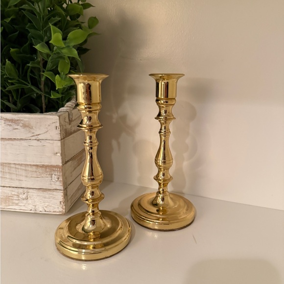 Baldwin Forged Solid Brass Approx. 7” Taper Candlesticks USA Candle Holder Set - Picture 2 of 11